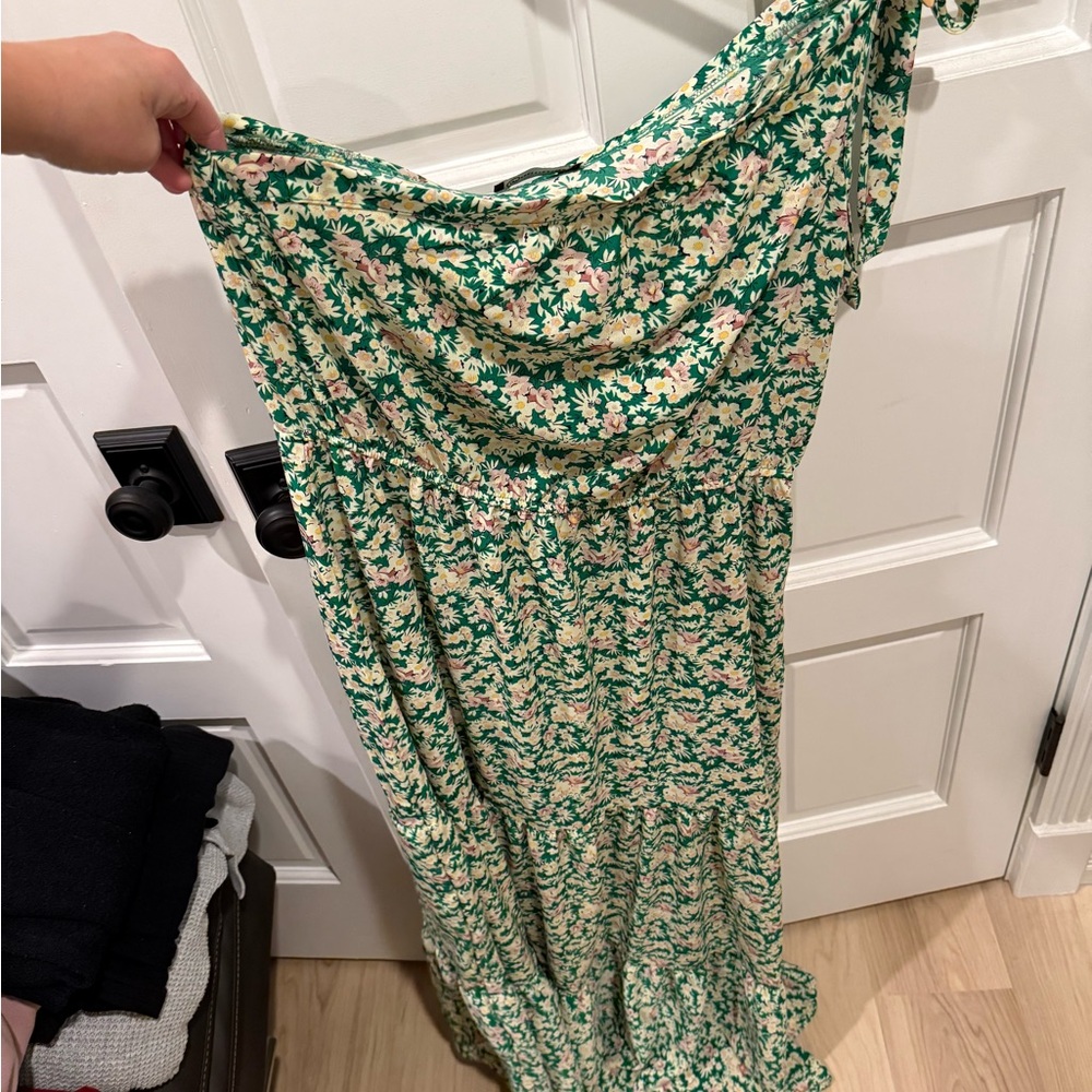 Amazon One Shoulder Green Floral Dress